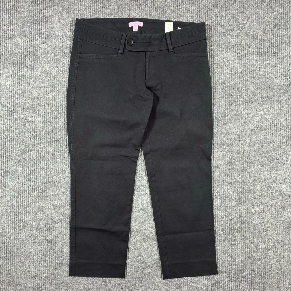 Lilly Pulitzer Womens Pants Size 12 Black Flat Front Cotton Stretch Low Rise